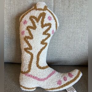 Tilly's Boot-Shaped Accent Pillow - Cream, Pink, and Brown